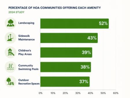 Common HOA amenities by percentage